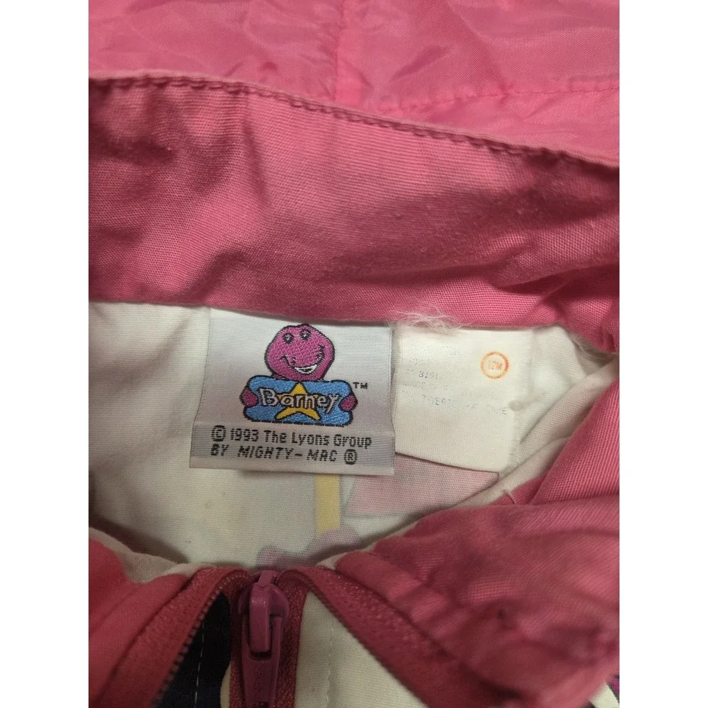 Vintage 1993 Barney the Dinosaur Track Windbreaker Jacket Size 12 Months